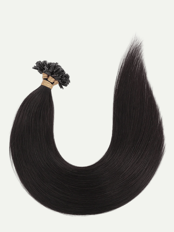 Black hair extensions on a white background