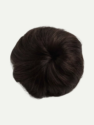 Black hair bun on a white background