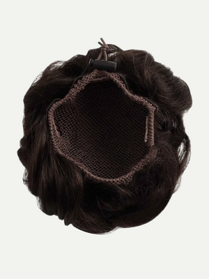 Dark brown hair extension on a white background