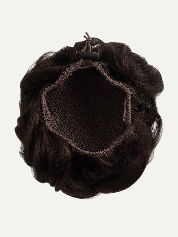 Dark brown hair extension on a white background